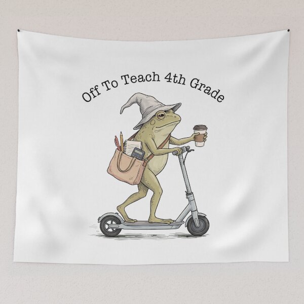 Item preview, Off To Teach Fourth Grade Funny Frog Riding A Scooter designed and sold by IsDesignHub.