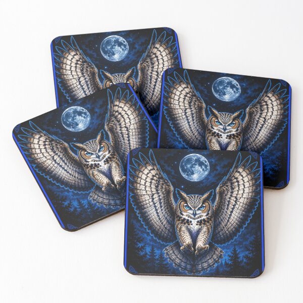 Item preview, Mystical Owl with Outstretched Wings Blue Full Moon  designed and sold by Witch Joseph.