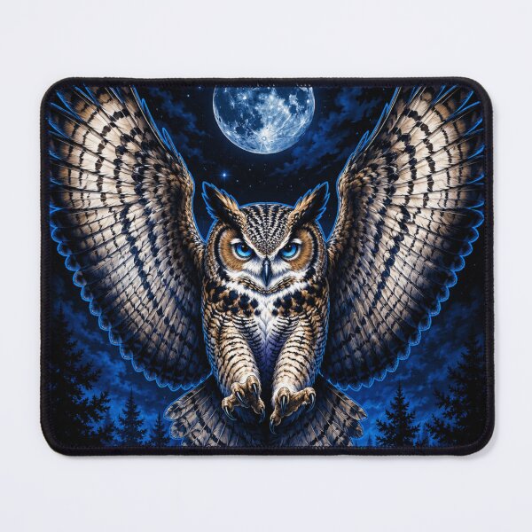 Item preview, Mystical Owl with Outstretched Wings Blue Full Moon designed and sold by Witch Joseph.
