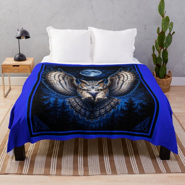 Item preview, Mystical Owl with Outstretched Wings Blue Full Moon designed and sold by Witch Joseph.