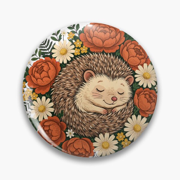Item preview, Sleeping Hedgehog in Flowers - Vintage Cottagecore Woodland Animal Art designed and sold by Neurospicy Trolls.