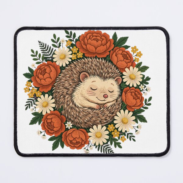 Item preview, Sleeping Hedgehog in Flowers - Vintage Cottagecore Woodland Animal Art designed and sold by Neurospicy Trolls.