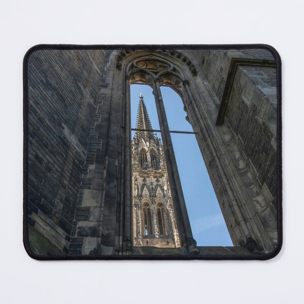 Item preview, St. Nikolai Church Ruins Against Blue Sky in Hamburg designed and sold by jrtwynam.