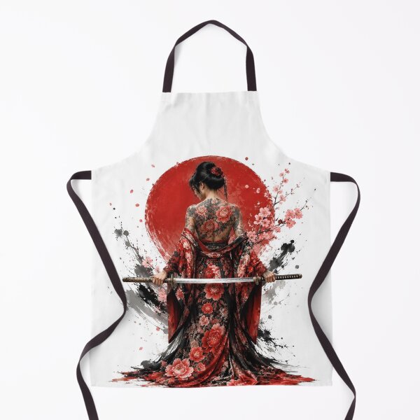 Item preview, Samurai Woman in Floral Kimono - Naked Katana and Red Sun designed and sold by Natalia-Vlad.