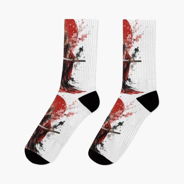 Item preview, Samurai Woman in Floral Kimono - Naked Katana and Red Sun designed and sold by Natalia-Vlad.