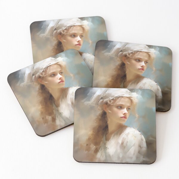 Item preview, Portrait of a Blonde Woman Wearing a White Bonnet designed and sold by AniDragonfly.