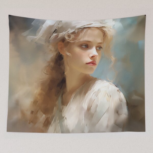Item preview, Portrait of a Blonde Woman Wearing a White Bonnet designed and sold by AniDragonfly.