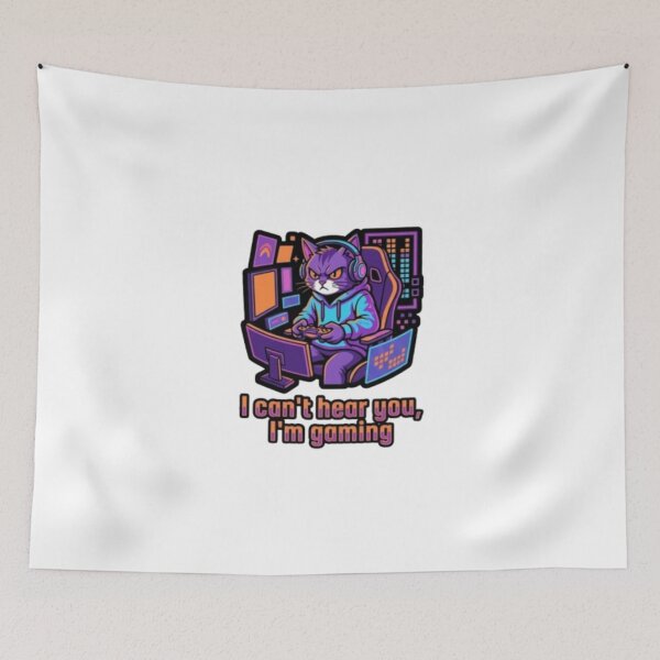 Item preview, Funny Gamer Cat - I Can't Hear You I'm Gaming designed and sold by LabProShop.