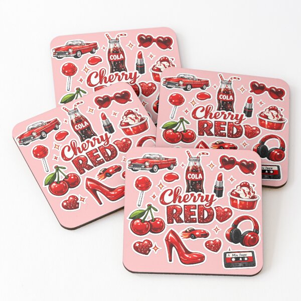 Item preview, Cherry Red Aesthetic Sticker Pack | Glossy Retro Red Icons | Cute Y2K Waterproof Style | Redbubble Vinyl Sticker Design designed and sold by designbyuzi.