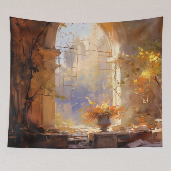Item preview, Abandoned Library with a Tree in Sunlight designed and sold by AniDragonfly.