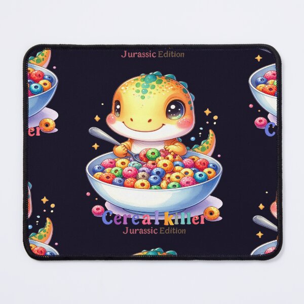 Item preview, Cereal Killer – Jurassic Edition orange dinosaur with spoon humor designed and sold by LiskoDesign.