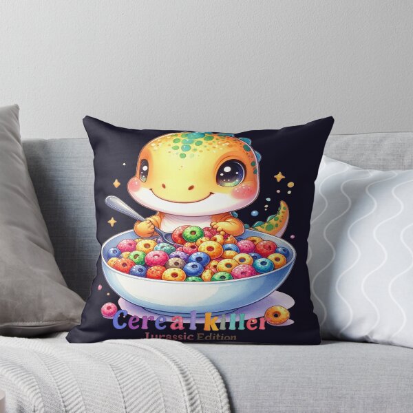 Item preview, Cereal Killer – Jurassic Edition orange dinosaur with spoon humor designed and sold by LiskoDesign.