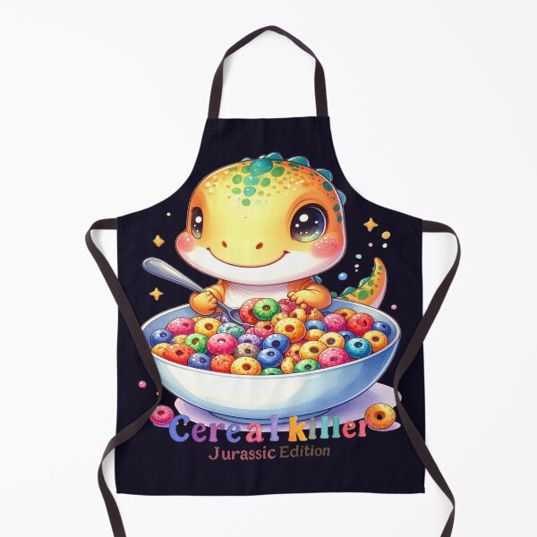 Item preview, Cereal Killer – Jurassic Edition orange dinosaur with spoon humor designed and sold by LiskoDesign.