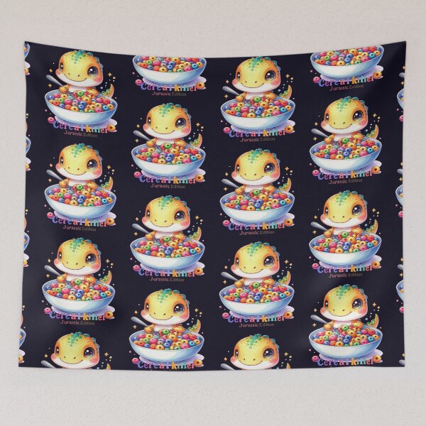 Item preview, Cereal Killer – Jurassic Edition orange dinosaur with spoon humor designed and sold by LiskoDesign.