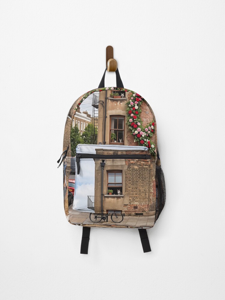 Thumbnail 1 of 3, Backpack, City Peace Sign In Roses designed and sold by ArtDigitalPhoto.