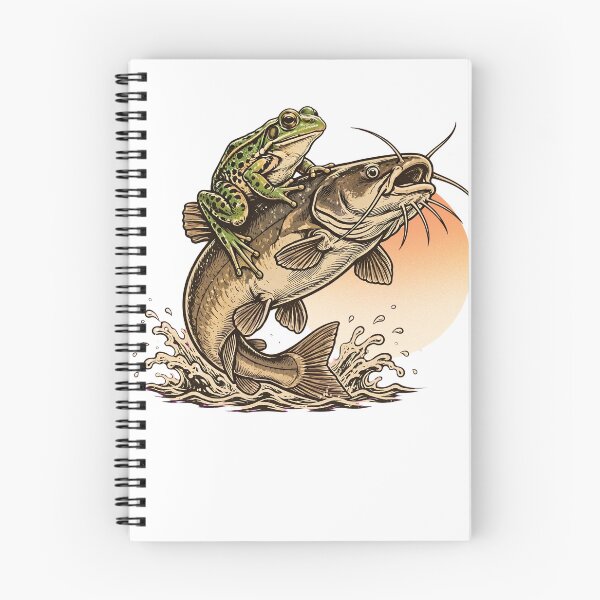 Item preview, Frog Riding Catfish - Funny Vintage Rodeo Fishing Illustration Goblincore designed and sold by Neurospicy Trolls.
