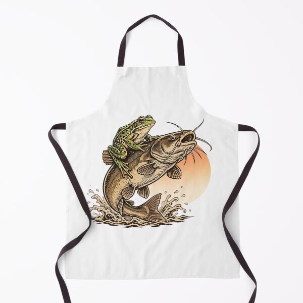 Item preview, Frog Riding Catfish - Funny Vintage Rodeo Fishing Illustration Goblincore designed and sold by Neurospicy Trolls.
