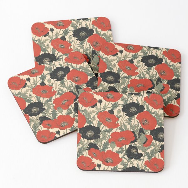 Item preview, Poppy Japanese Woodblock Print Seamless Flat Pattern designed and sold by Inkworksbyshery.