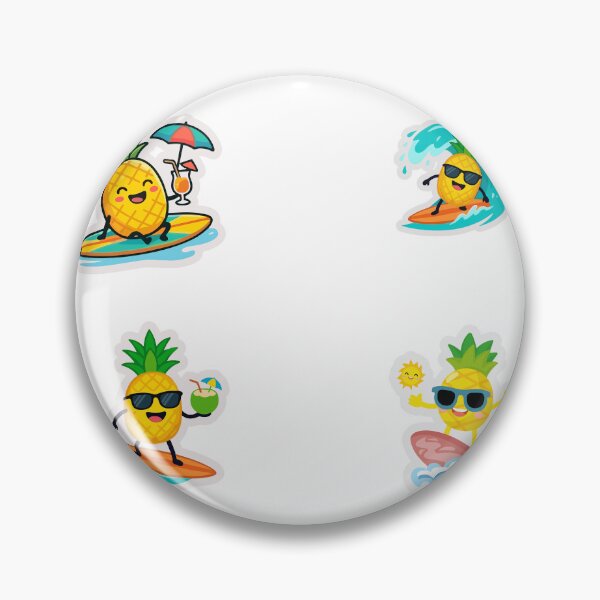 Item preview, Summer Vibes Cute Surfing Pineapple Characters designed and sold by KAWAII STUDIO NB.