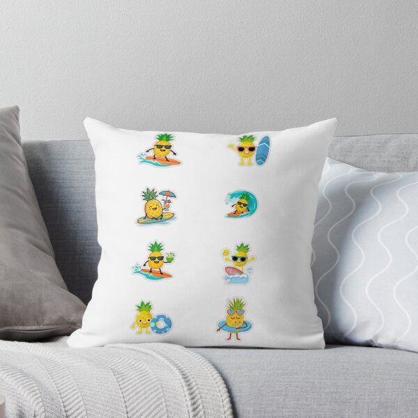 Item preview, Summer Vibes Cute Surfing Pineapple Characters designed and sold by KAWAII STUDIO NB.