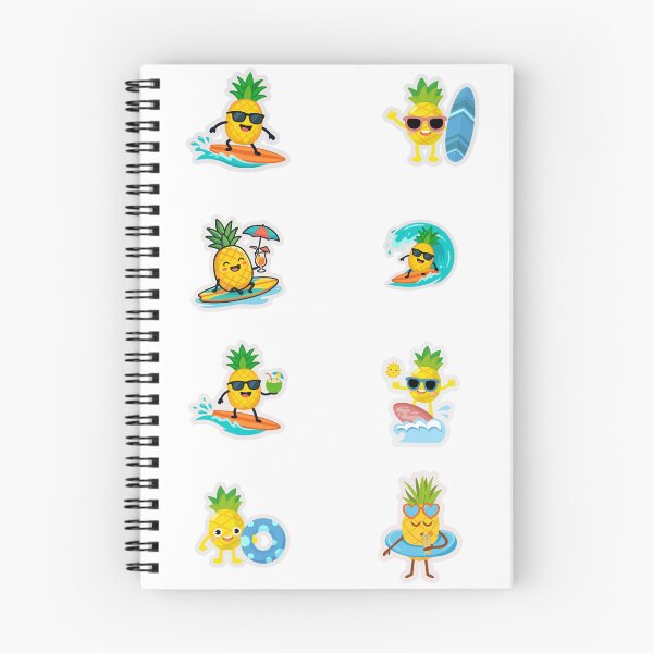 Item preview, Summer Vibes Cute Surfing Pineapple Characters designed and sold by KAWAII STUDIO NB.