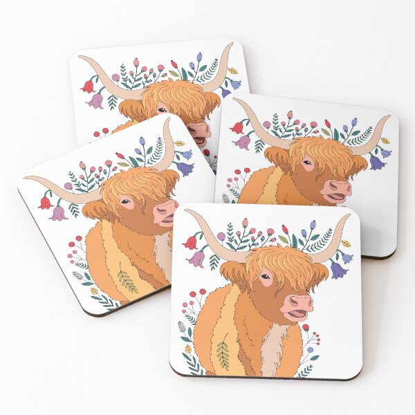Item preview, Highland Cow Wildflowers Sticker designed and sold by inkfusionhub99.