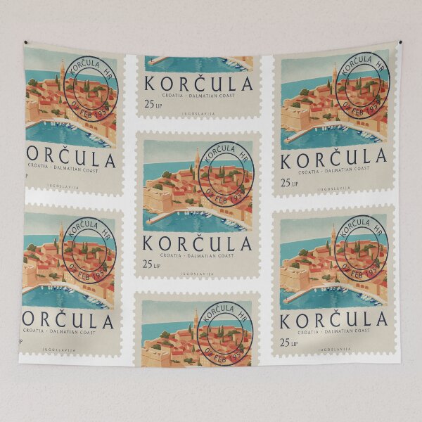 Item preview, Korčula Croatia Old Town Adriatic Postage Stamp Sticker designed and sold by stickercuffs.