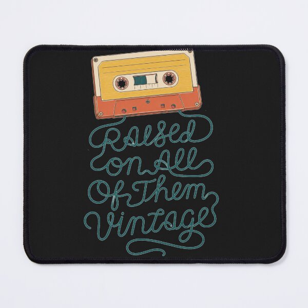 Item preview, Raised On All Of Them Vintage Hand Lettered Script Art Retro Music Gift for Cassette Lovers designed and sold by Nightarel.