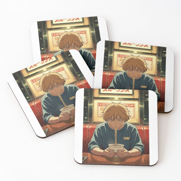 Item preview, Art - Young Man Enjoying Ramen, Japanese Manga Aesthetic designed and sold by AnimeShin.