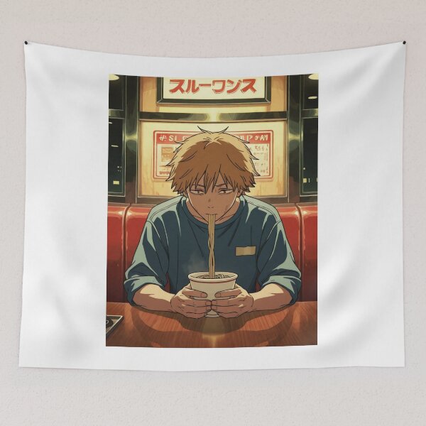 Item preview, Art - Young Man Enjoying Ramen, Japanese Manga Aesthetic designed and sold by AnimeShin.
