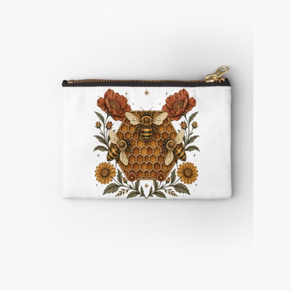 Item preview, Three Bees on Golden Honeycomb - Vintage Botanical Beekeeper Floral Art designed and sold by Neurospicy Trolls.