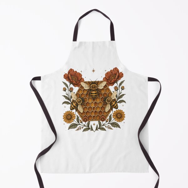 Item preview, Three Bees on Golden Honeycomb - Vintage Botanical Beekeeper Floral Art designed and sold by Neurospicy Trolls.
