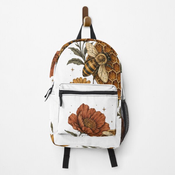 Item preview, Three Bees on Golden Honeycomb - Vintage Botanical Beekeeper Floral Art designed and sold by Neurospicy Trolls.