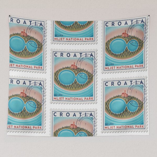 Item preview, Mljet Croatia National Park Lakes Postage Stamp Sticker designed and sold by stickercuffs.