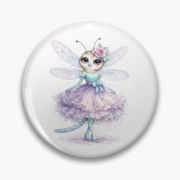 Item preview, Watercolor style dragonfly lady in purple dress designed and sold by lafataviola.