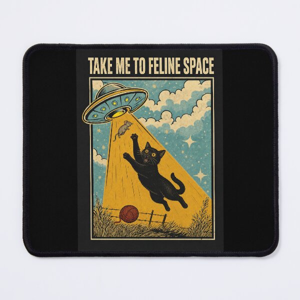 Item preview, Take Me To Feline Space Cat UFO Print designed and sold by daldadesign.