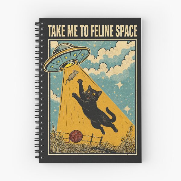 Item preview, Take Me To Feline Space Cat UFO Print designed and sold by daldadesign.