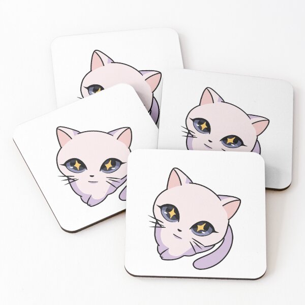 Item preview, Starry Eyed Kawaii white Cat - Cute Pastel Anime Kitten star eyes fisheye Illustration designed and sold by Mypixieart.