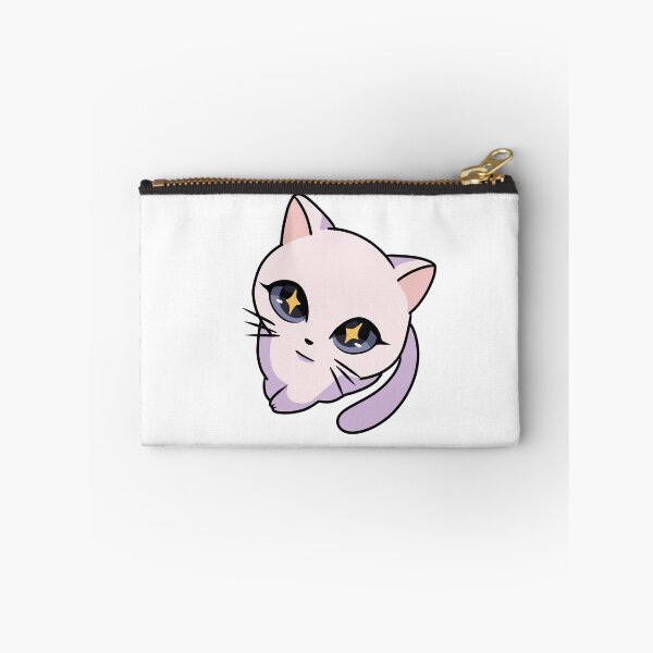 Item preview, Starry Eyed Kawaii white Cat - Cute Pastel Anime Kitten star eyes fisheye Illustration designed and sold by Mypixieart.