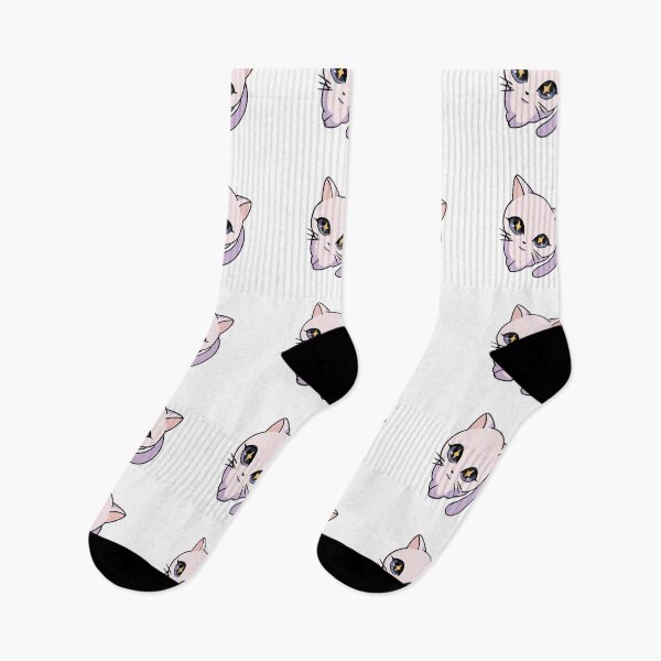Item preview, Starry Eyed Kawaii white Cat - Cute Pastel Anime Kitten star eyes fisheye Illustration designed and sold by Mypixieart.