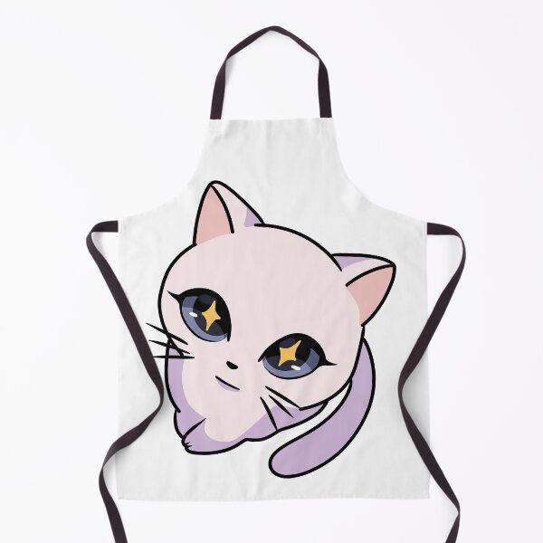 Item preview, Starry Eyed Kawaii white Cat - Cute Pastel Anime Kitten star eyes fisheye Illustration designed and sold by Mypixieart.