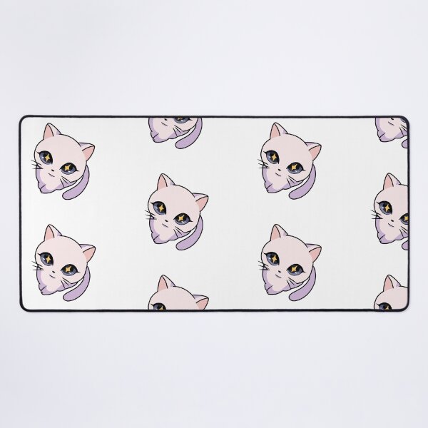 Item preview, Starry Eyed Kawaii white Cat - Cute Pastel Anime Kitten star eyes fisheye Illustration designed and sold by Mypixieart.