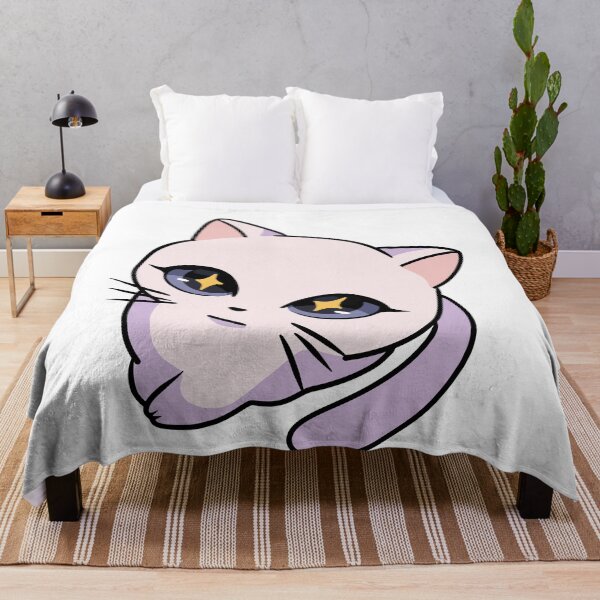Item preview, Starry Eyed Kawaii white Cat - Cute Pastel Anime Kitten star eyes fisheye Illustration designed and sold by Mypixieart.
