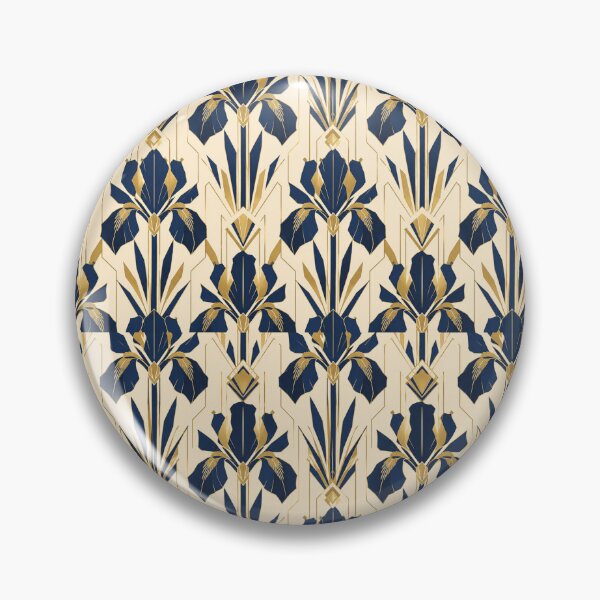 Item preview, Iris Art Deco Gold Navy Flat Graphic Seamless Pattern designed and sold by Inkworksbyshery.