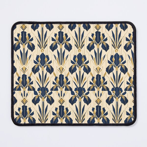Item preview, Iris Art Deco Gold Navy Flat Graphic Seamless Pattern designed and sold by Inkworksbyshery.