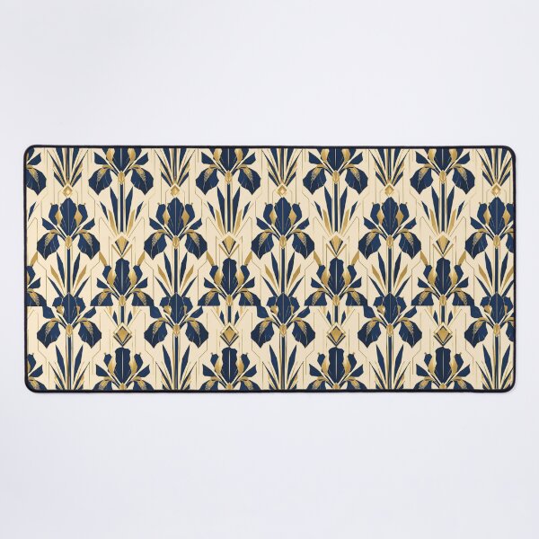 Item preview, Iris Art Deco Gold Navy Flat Graphic Seamless Pattern designed and sold by Inkworksbyshery.