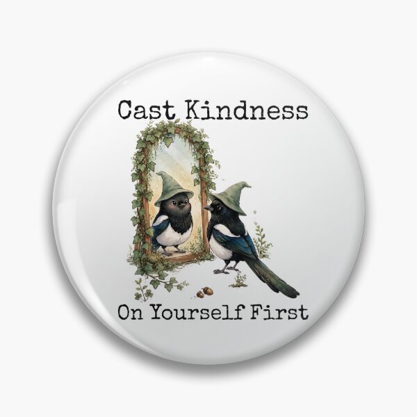 Item preview, Cast Kindness On Yourself First - Cute Magpie Witch Mirror Cottagecore designed and sold by Neurospicy Trolls.