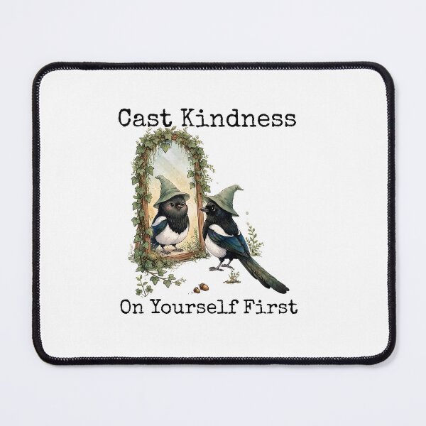 Item preview, Cast Kindness On Yourself First - Cute Magpie Witch Mirror Cottagecore designed and sold by Neurospicy Trolls.