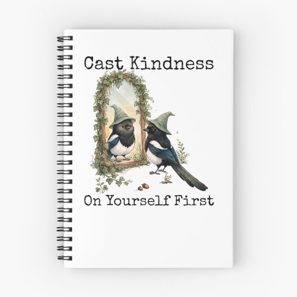 Item preview, Cast Kindness On Yourself First - Cute Magpie Witch Mirror Cottagecore designed and sold by Neurospicy Trolls.
