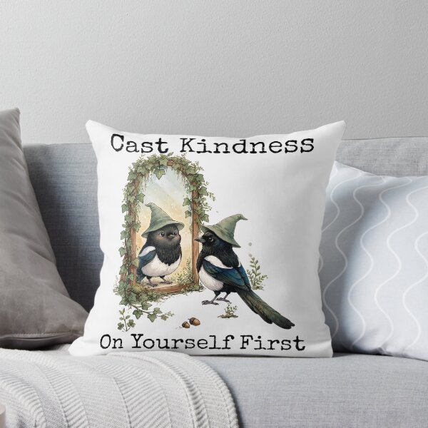 Item preview, Cast Kindness On Yourself First - Cute Magpie Witch Mirror Cottagecore designed and sold by Neurospicy Trolls.